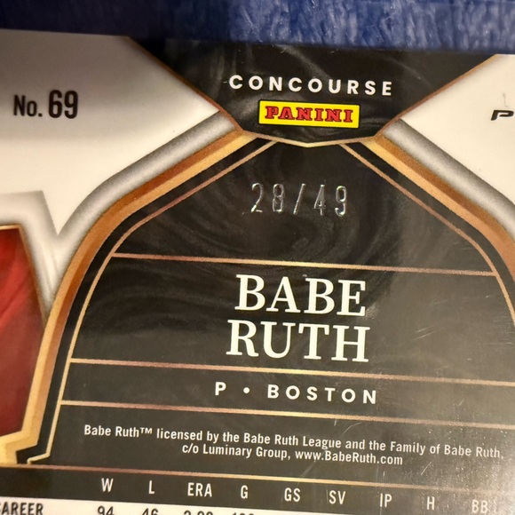 2023 Panini Concourse Prizm — Babe Ruth #28/49 - Picture 4 of 4